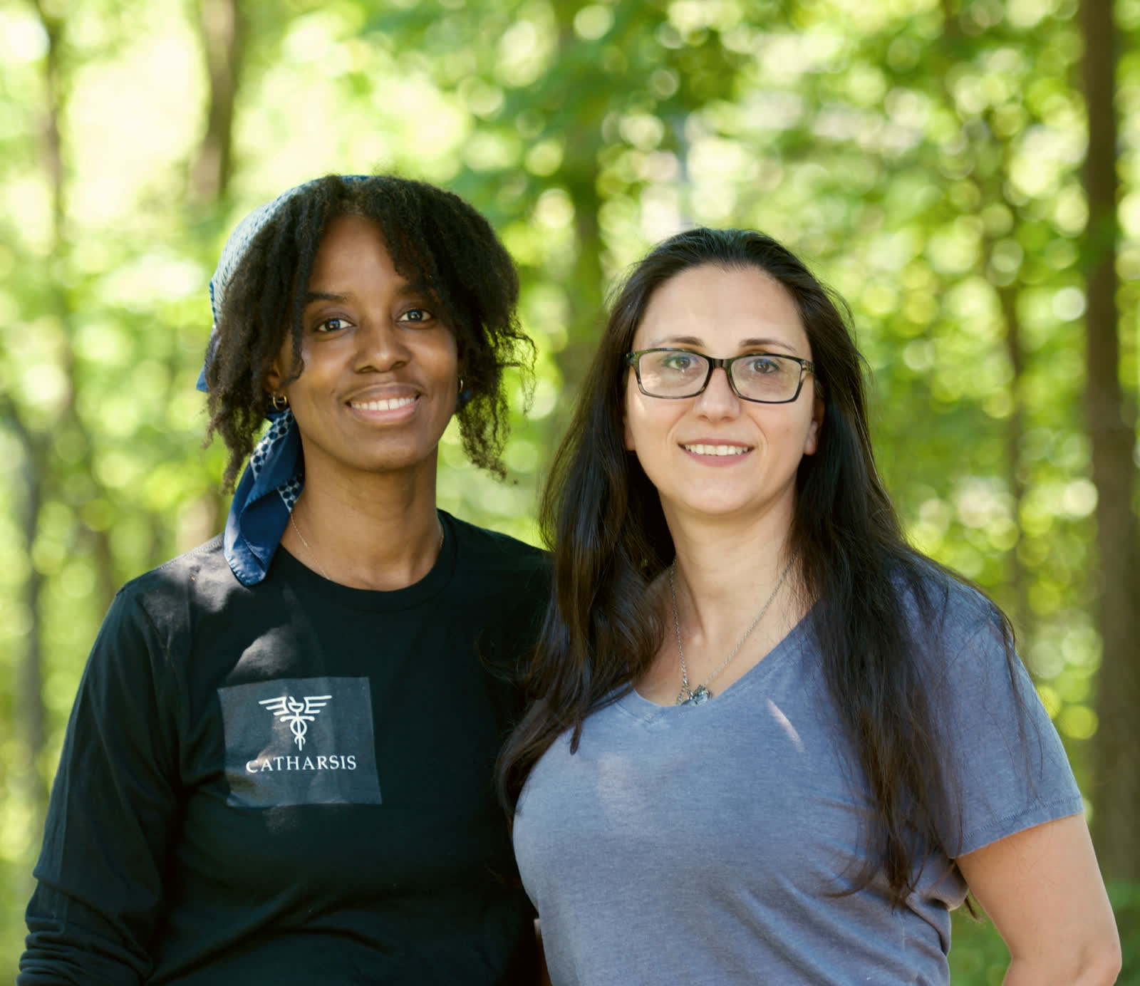 Marsha and Effie, the founders of Catharsis, photographed outdoors